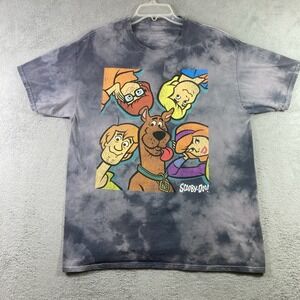 Scooby Doo Shirt Adult Large Gray Tie Dye Graphic Tee Shaggy Velma Daphne Fred
